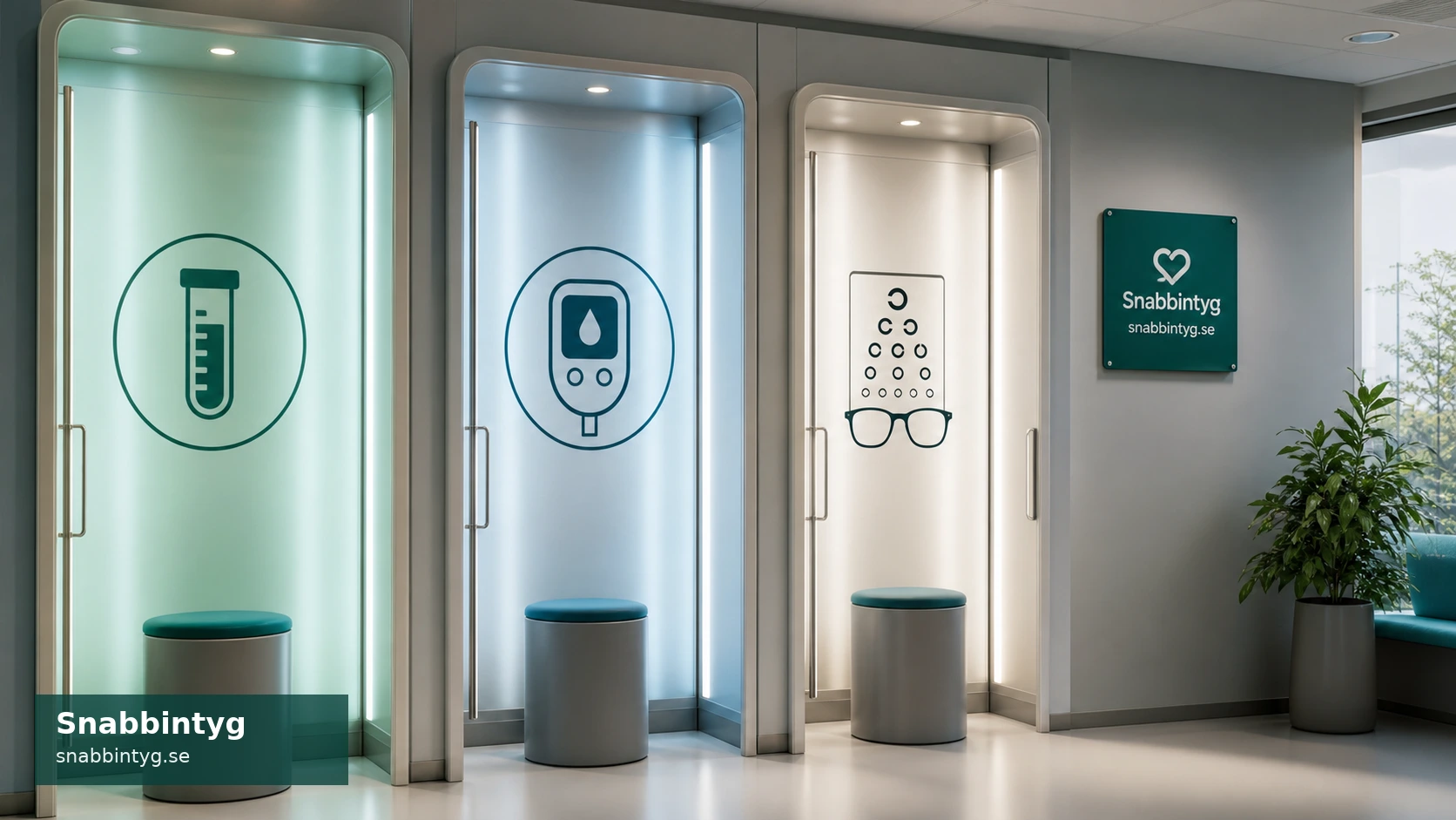 Tre kliniska bedömningsstationer för provtagning, diabetes och syn i körkortsärende.