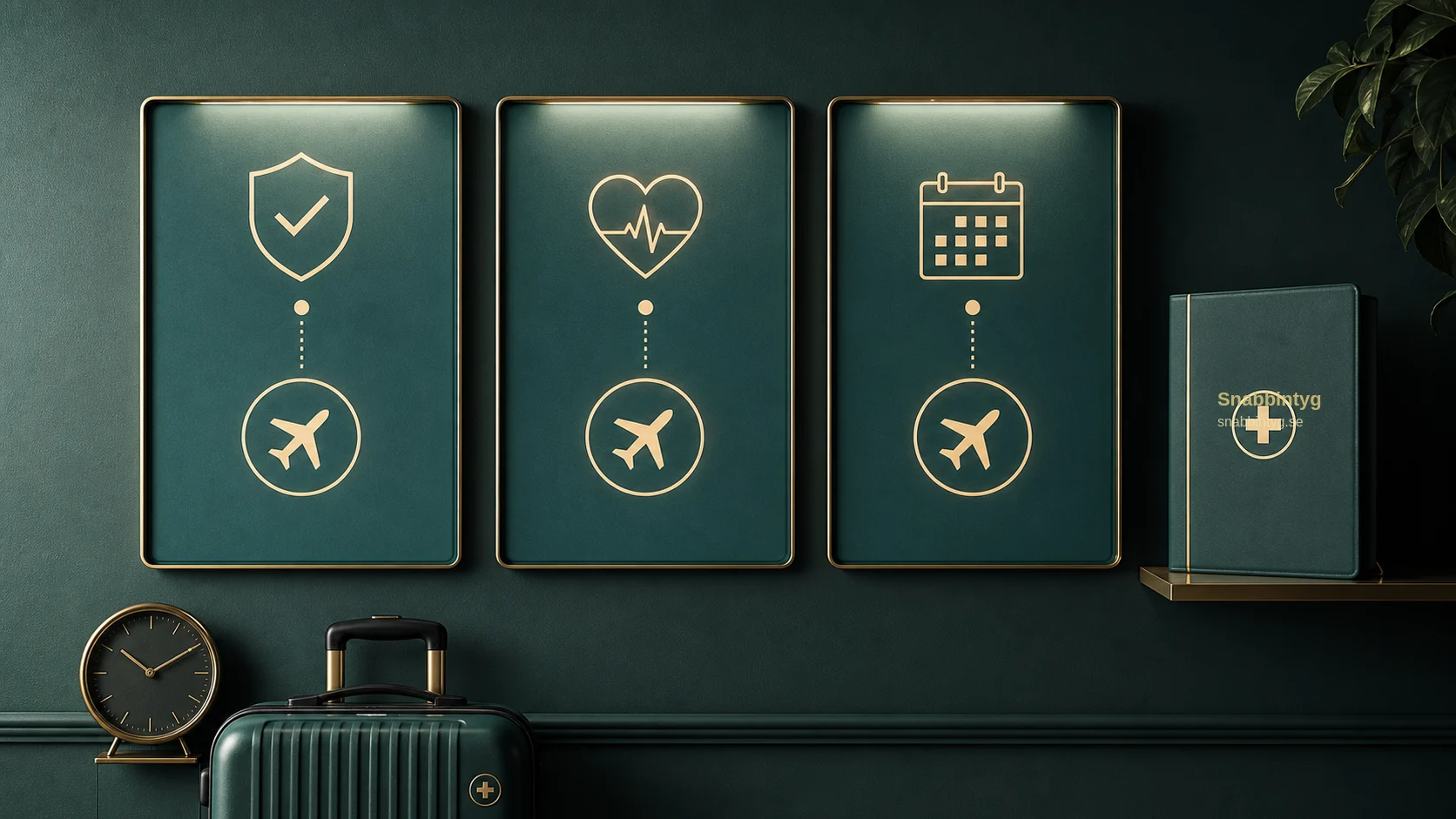 Tre paneler för stabilt tillstånd, symtomförändring och resedatum vid Fit to Fly-intyg.