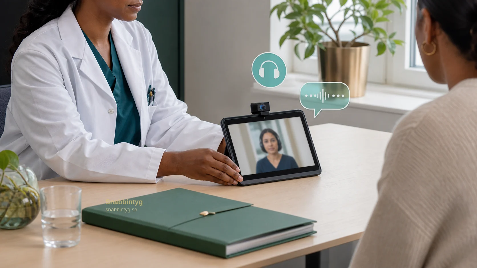 Läkarkonsultation med tolkstöd via video och intygsmapp.
