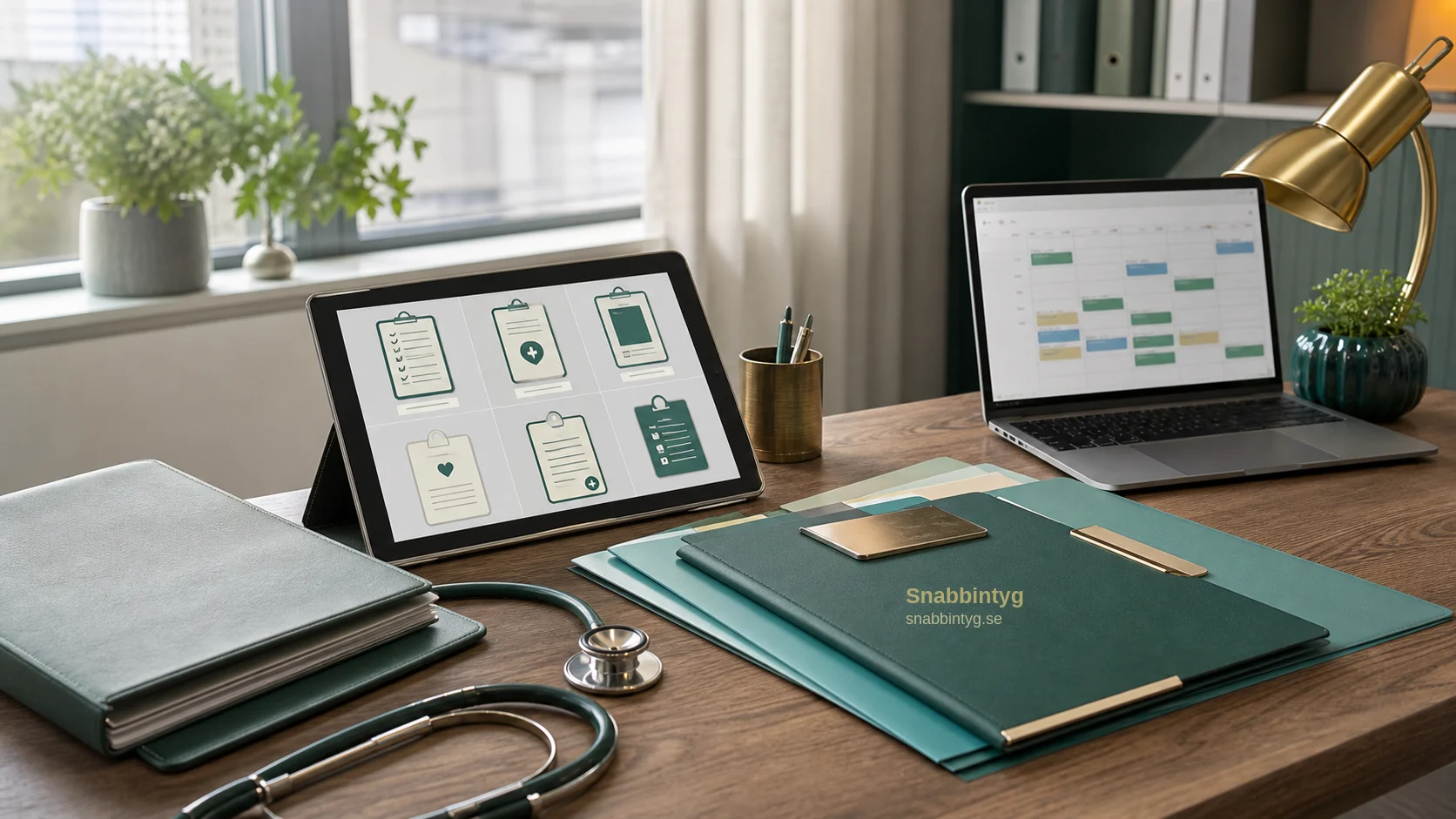 Översikt över medicinska intyg med digitala intygssymboler och grön mapp.