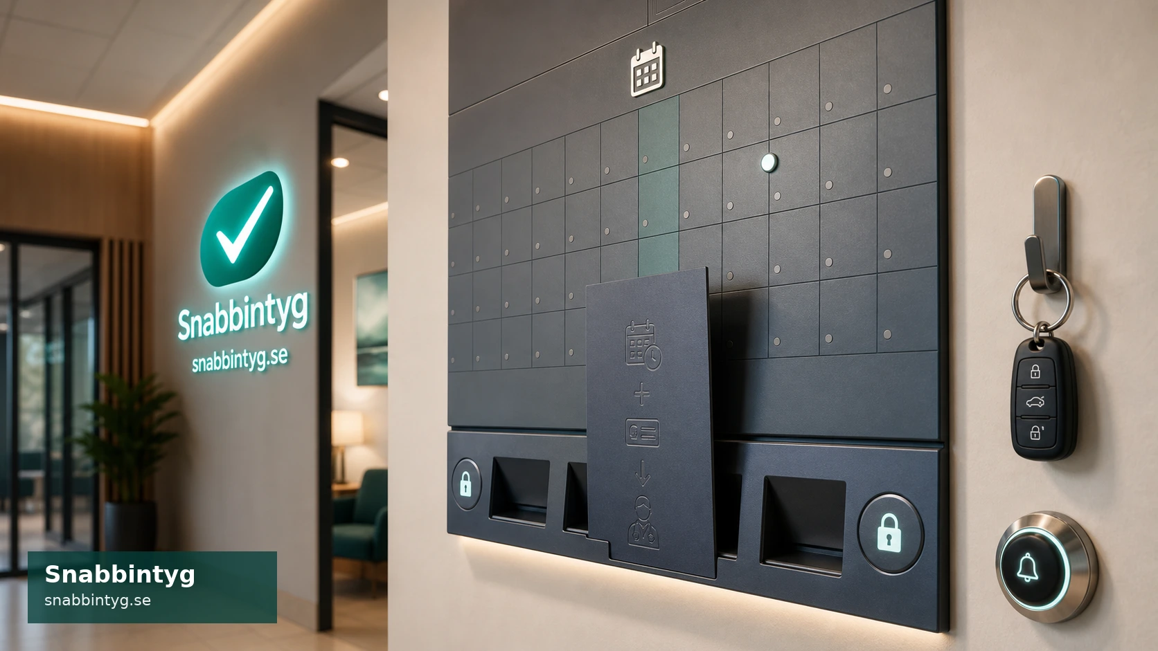 Klinikvägg med deadlinekalender och säker intagsstation för körkortsmedicinskt ärende.